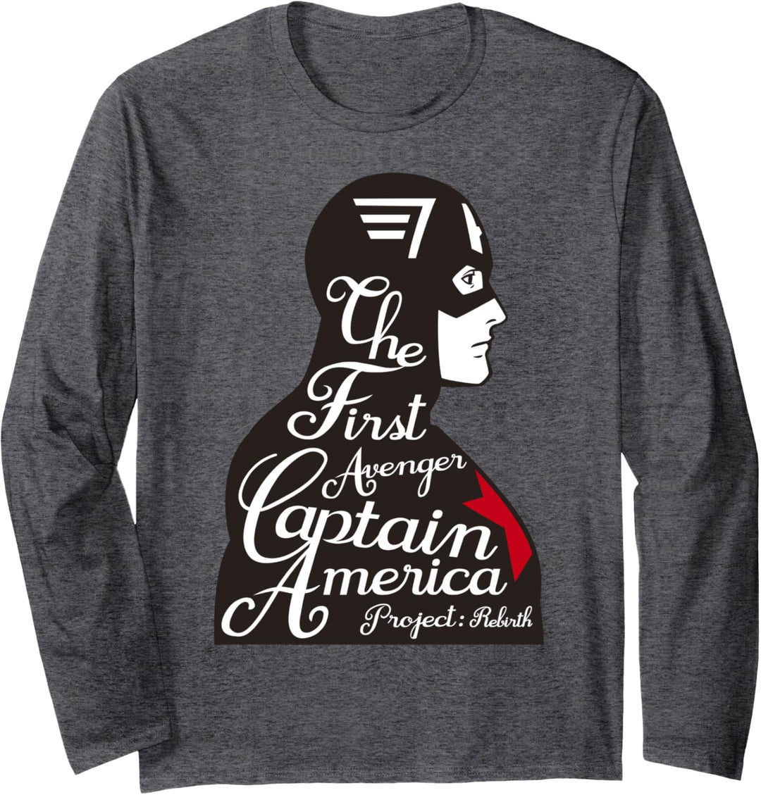 Marvel Captain America The First Avenger Silhouette Text Langarmshirt
