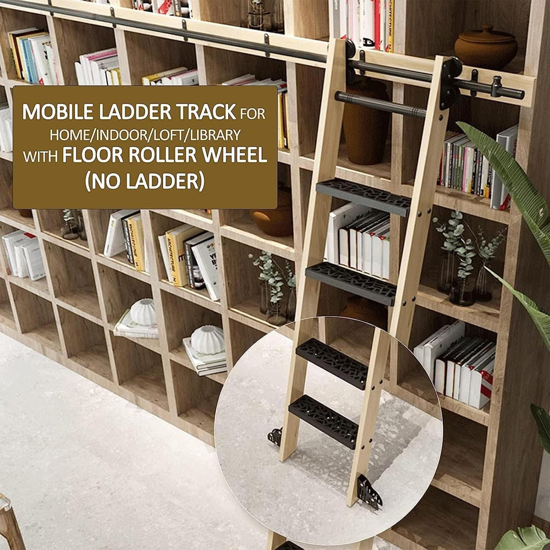 Rollbares Bücherregalleiter-Hardware-Set, robuste Gleitschienen und Schienensystem für Regale und La