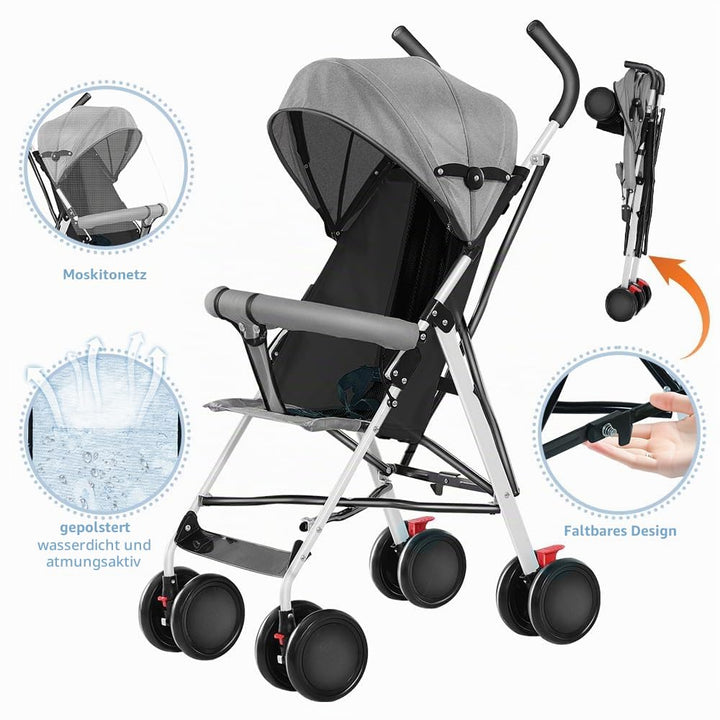 MUL-BOUTIQU Kinderwagen, Liegebuggy,Federleichter Reisebuggy 4.5 kg, Drehbare Vorderräder, für Kinde