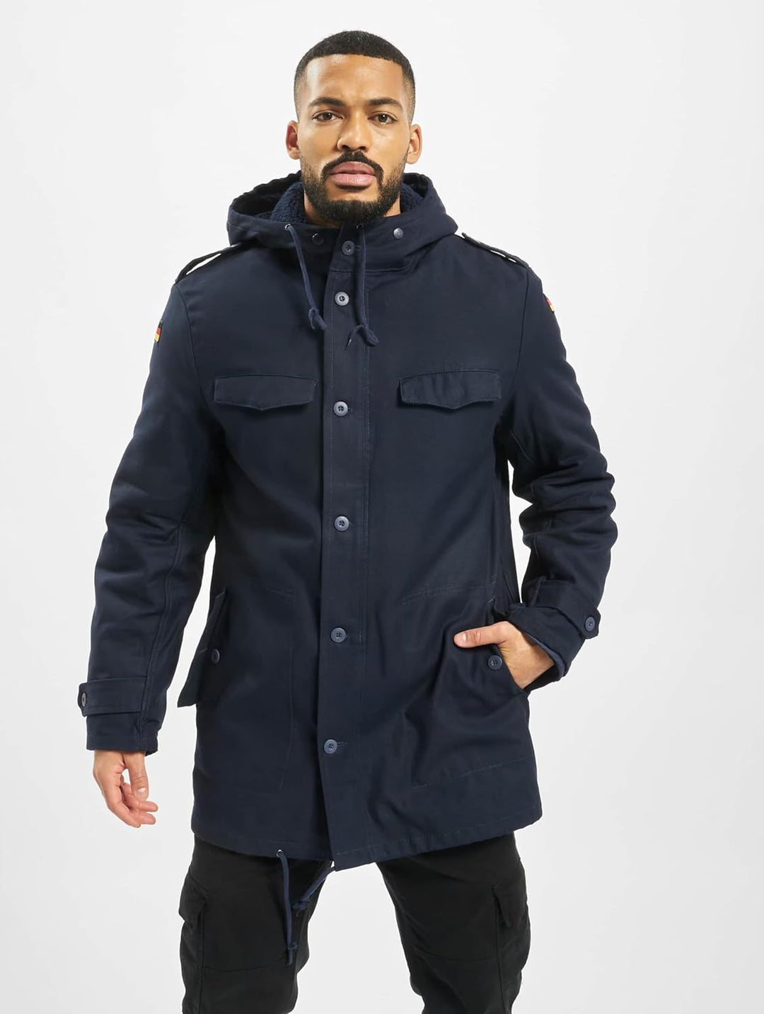 Brandit BUNDESWEHR PARKA MIT FUTTER & FLAGGEN BW FELDPARKA BORDPARKA JACKE WINTERJACKE, Navy Blau