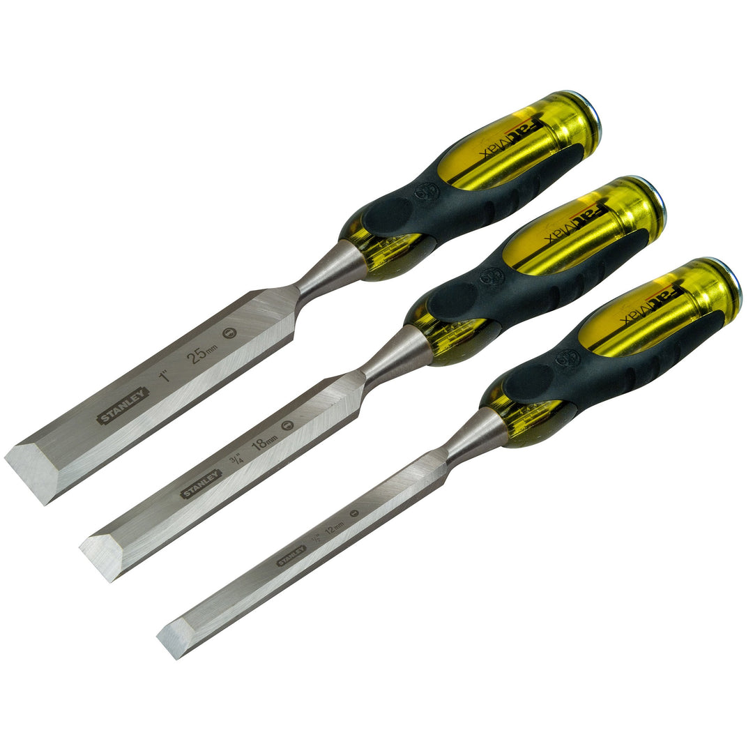 Stanley FatMax Stechbeitel-Set (12,18,25 mm Klingenbreite, Thru-Thang-Klinge, Stahl-Schlagkappe, DIN
