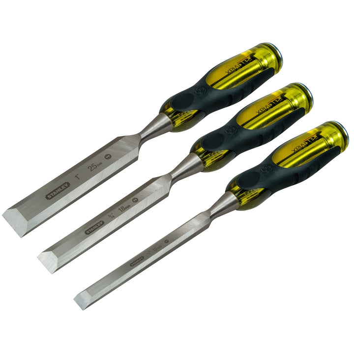 Stanley FatMax Stechbeitel-Set (12,18,25 mm Klingenbreite, Thru-Thang-Klinge, Stahl-Schlagkappe, DIN