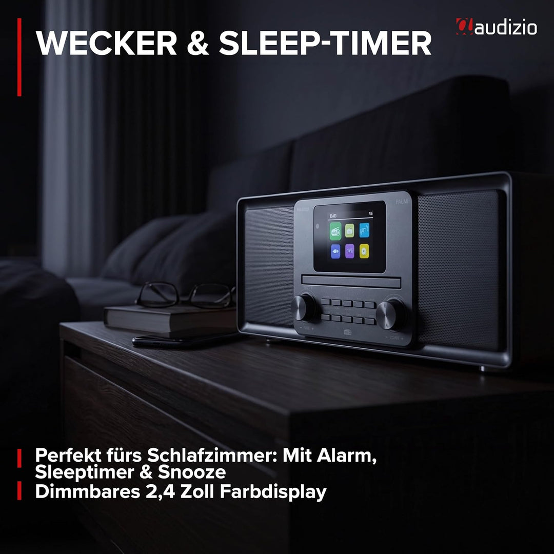 Audizio Palmi - DAB Radio mit CD Player - 60 Watt Stereoanlage mit Bluetooth 5.0, USB &amp; Equalizer, W