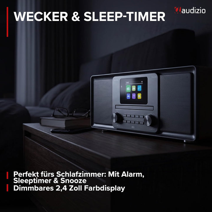 Audizio Palmi - DAB Radio mit CD Player - 60 Watt Stereoanlage mit Bluetooth 5.0, USB &amp; Equalizer, W