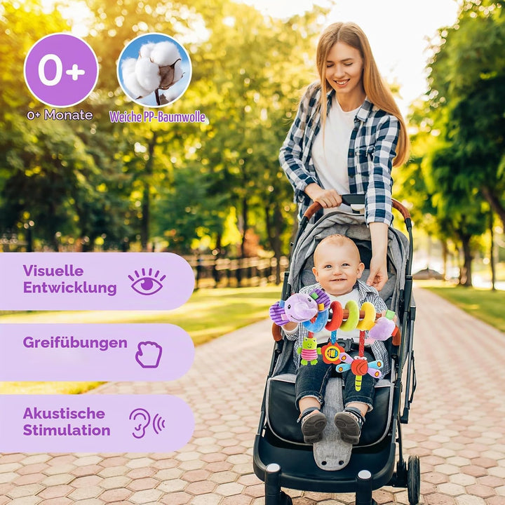 Kinderwagen Spielzeug, Baby Activity Spirale Spielzeug mit Rassel, Hängendes Spiral Plüsch Spielzeug