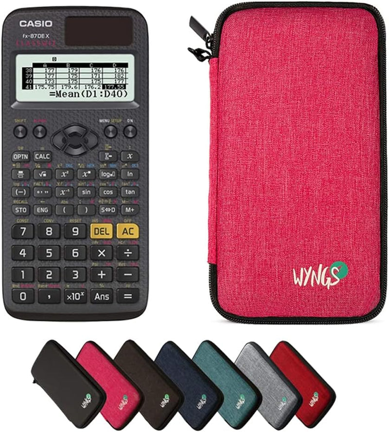 CALCUSO Sparpaket: Casio FX-87DE X technisch-wissenschaftlicher Taschenrechner + WYNGS Schutztasche