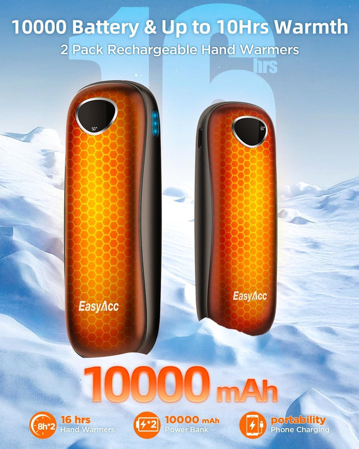 Handwärmer Elektrisch 10000mAh,EasyAcc 2er-Pack Handwärmers,3 Heating Modes Rechargeable Pocket Hand