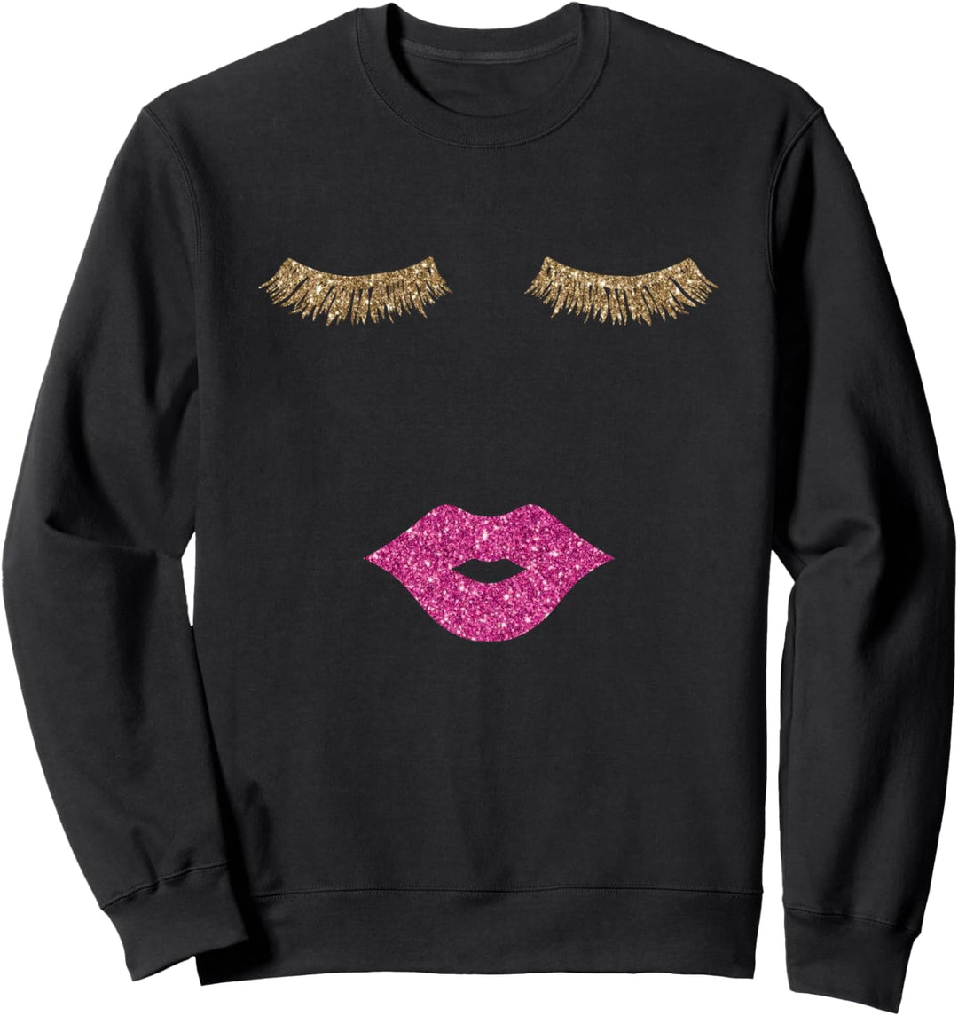 Niedliches Sommer-T-Shirt, Wimpern Lippendruck, Wimpern und Lippen Sweatshirt