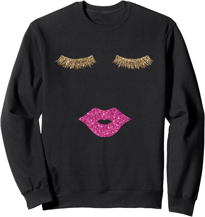 Niedliches Sommer-T-Shirt, Wimpern Lippendruck, Wimpern und Lippen Sweatshirt