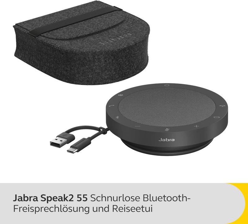 Jabra Speak2 55 Bluetooth-Freisprechlösung, 4 Mikrofone mit Geräuschunterdrückung, 50 mm Breitband-L