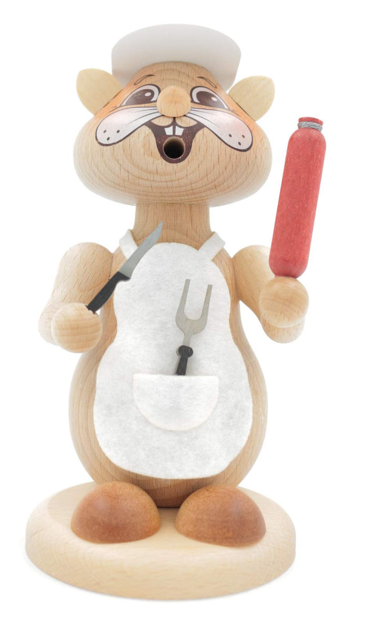 Kuhnert - Erzgebirgische Holzkunst Räuchermann Räucherfigur Hamster 20cm - Fleischer, Fleischer