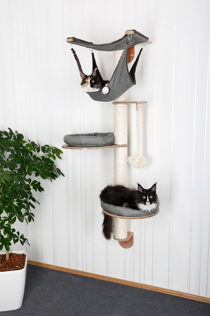 Kerbl Pet Wandkratzbaum Dolomit 2.0 Tofana | Grau, 160 cm hoch, Wandkratzbaum aus Holz und Sisal, mi