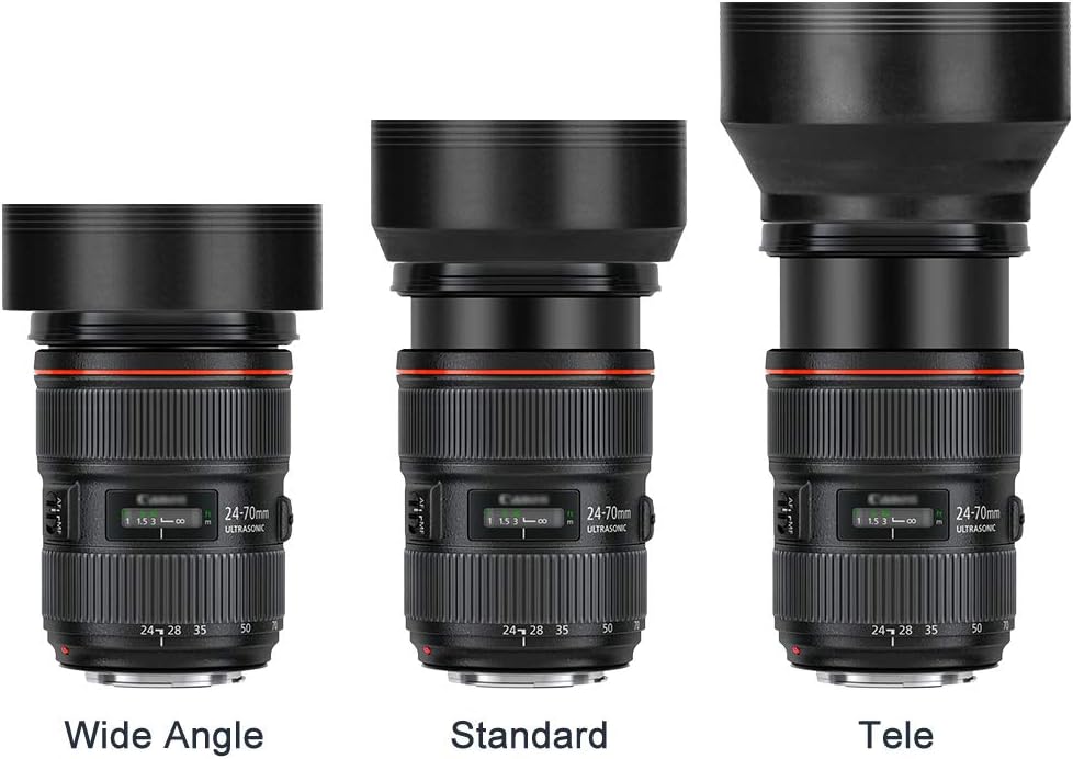 72mm mm Gegenlichtblende Set,Fotover Universal Zusammenklappbar Gummi Sonnenblende +Tulip Blume Stre
