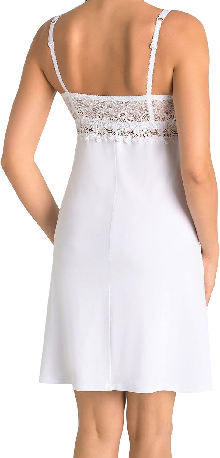 Teyli Damen Nachthemd mit Spitze S Weiss, S Weiss