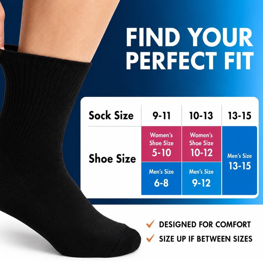 Debra Weitzner Diabetikersocken für Damen und Herren, lockere Passform, nicht bindend, Baumwolle, Cr