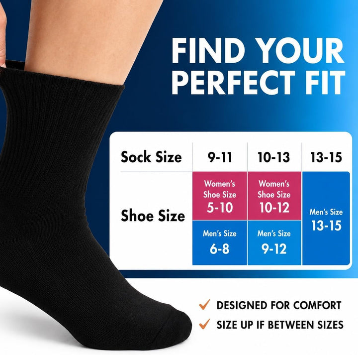 Debra Weitzner Diabetikersocken für Damen und Herren, lockere Passform, nicht bindend, Baumwolle, Cr