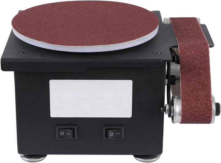 Bandschleifer 100W, 7 Stufen Band Tellerschleifer, 150mm Schleifscheibe | Tisch Scheibenschleifer mi