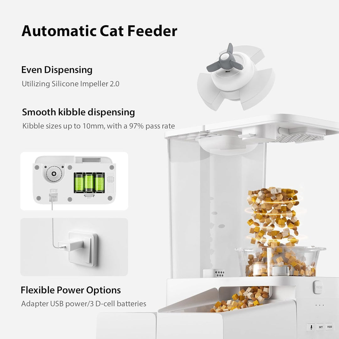 DUDUPET Futterautomat Katze und Wasserspender 2-in-1, Automatischer Futterspender Katze 5L + Wassers