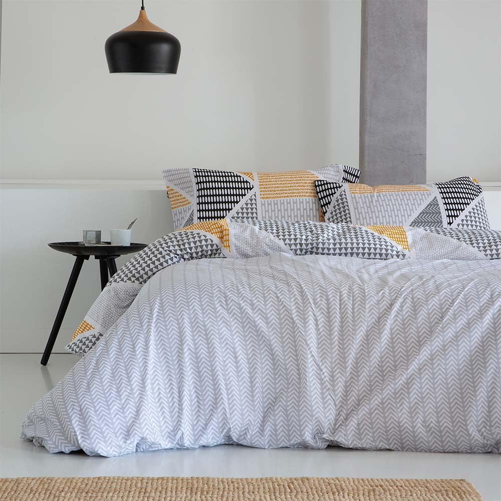 COTTON ARTean Wendbarer Bettbezug Geka, 135 x 190/200 cm, 50 % Baumwolle, 50 % Polyester, Grau und S