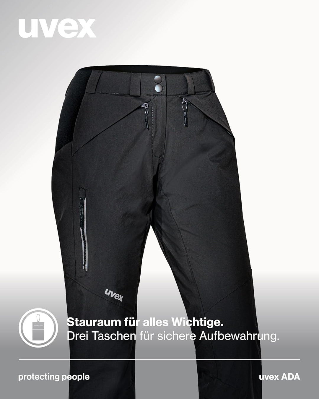 Uvex ADA 7634 Damen-Wetterhose - bei Wind & Regen - Atmungsaktiv & Wasserfest 42 Schwarz, 42 Schwarz