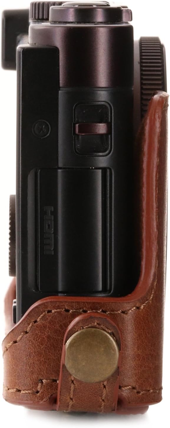 MegaGear Leica C Typ 112 Ever Ready Echtleder Kamera-Case mit Trageriemen und Batteriezugang Braun M
