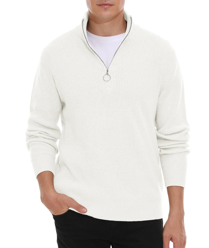 Hisir Pullover Herren Strickpullover 1/4 Zip Pulli Männer, Bequem Weich Warmer Winter Pullover für M