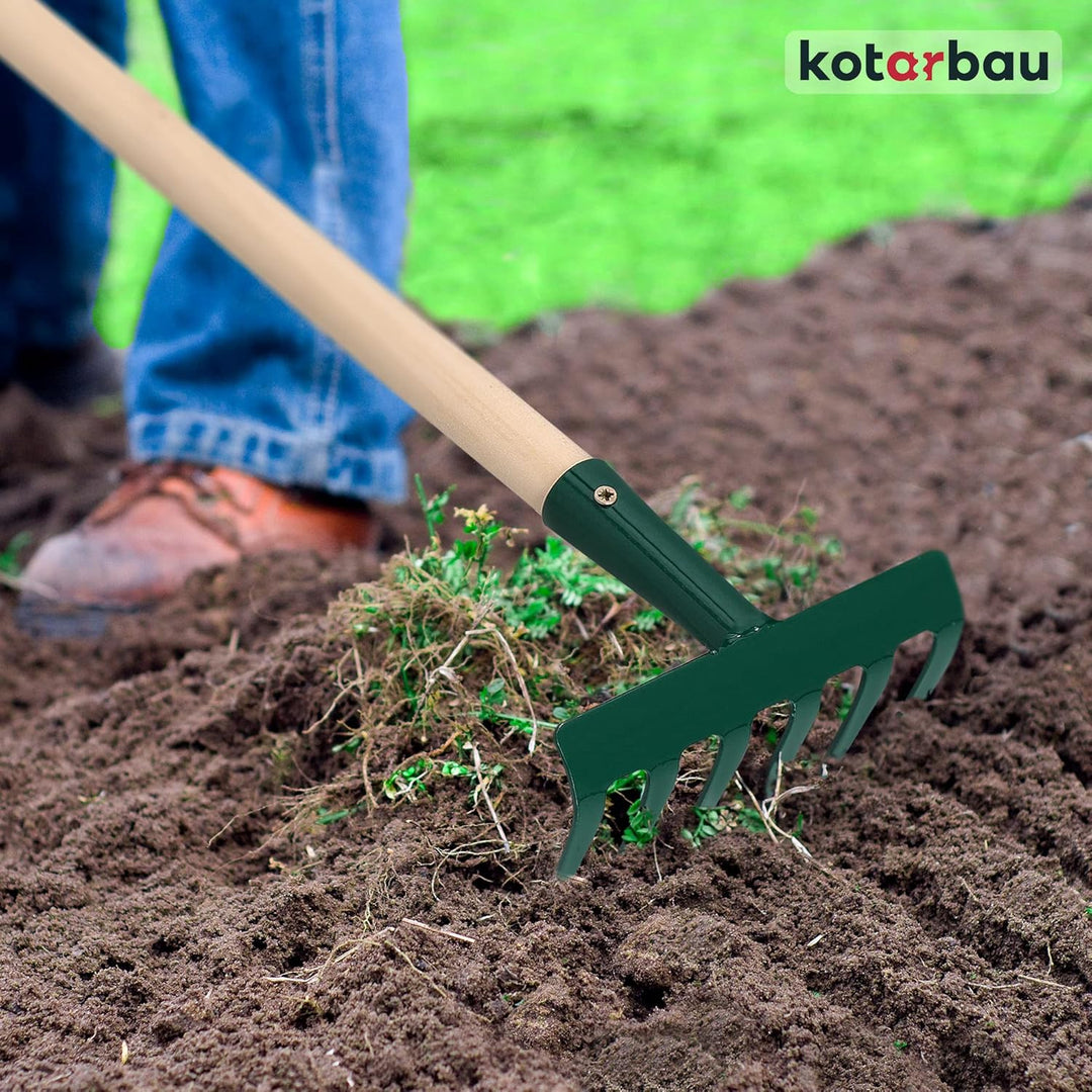 KOTARBAU® Gartenrechen mit 6 Zinken aus Stahl Gartenwerkzeug 109x1000mm, 109x1000mm