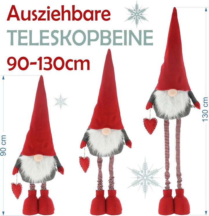 CREOLOGIC XXL-Wichtel Figur 130 cm · Wichtel Teleskopbeine · Weihnachtsdekoration Wichtel · Nordic W