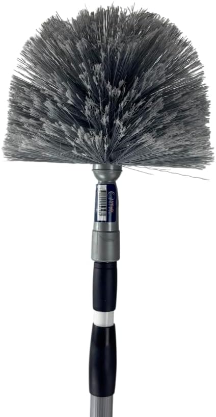 Staubbiene Grau Staubbesen mit Teleskopstiel 175 cm, Staubwedel lang ausziehbar, Spinnenwebenentfern