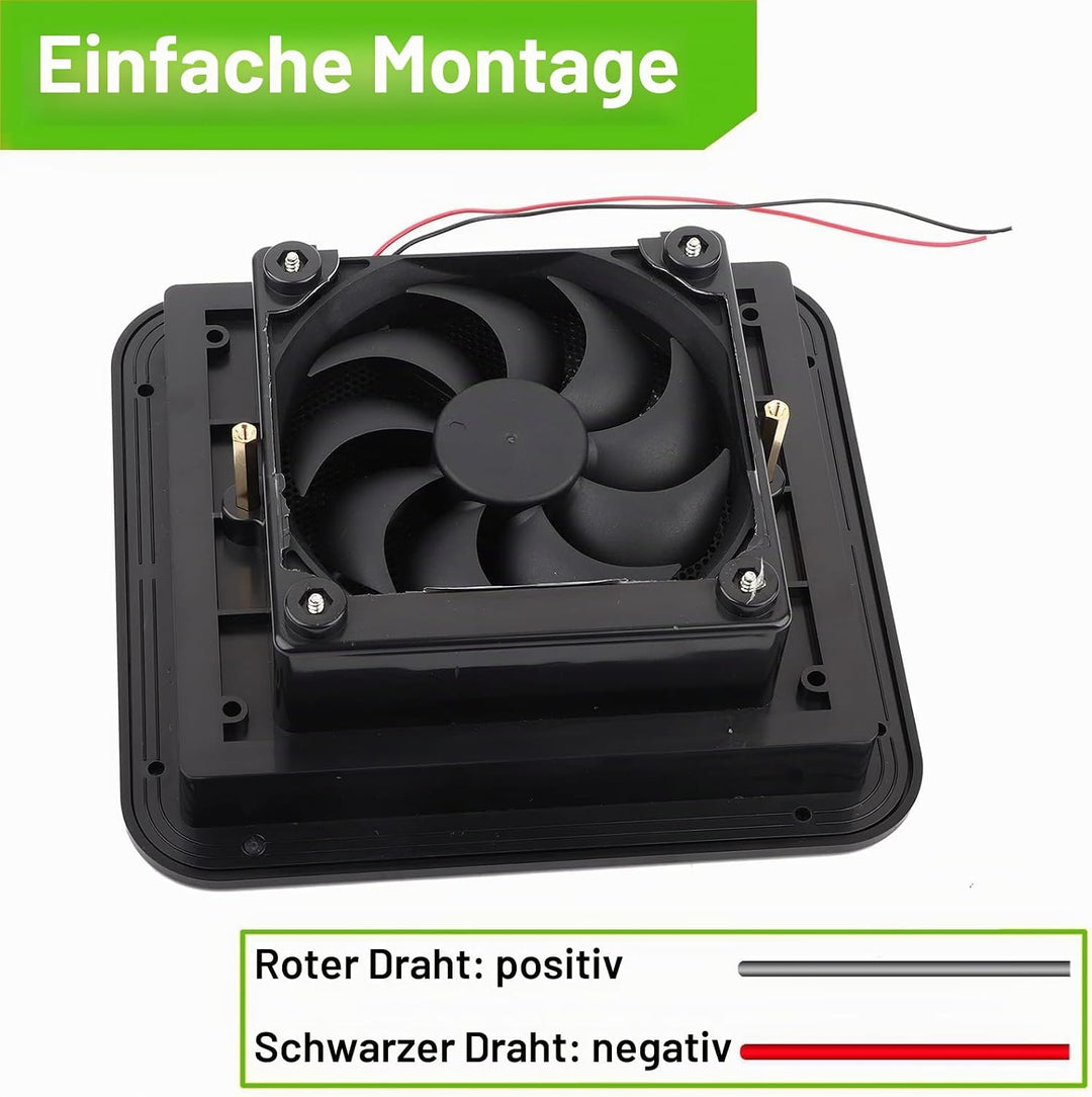 AUTOXBERT Lüftungsventilator für Wohnwagen, 2,4W 12V Lüftungsventilator geräuscharmes Lüftungsgebläs