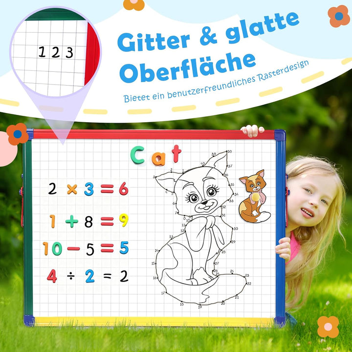 SwanSea A2 Magnettafel Kinder Staffelei, Whiteboard-Tischplatte, Doppelseitig, Trocken Abwischbar, m