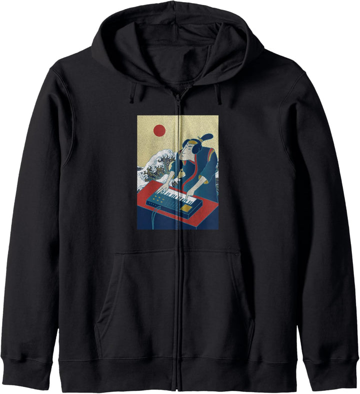 Synthesizer Vintage Japanese Art Producer Acid Techno Kapuzenjacke
