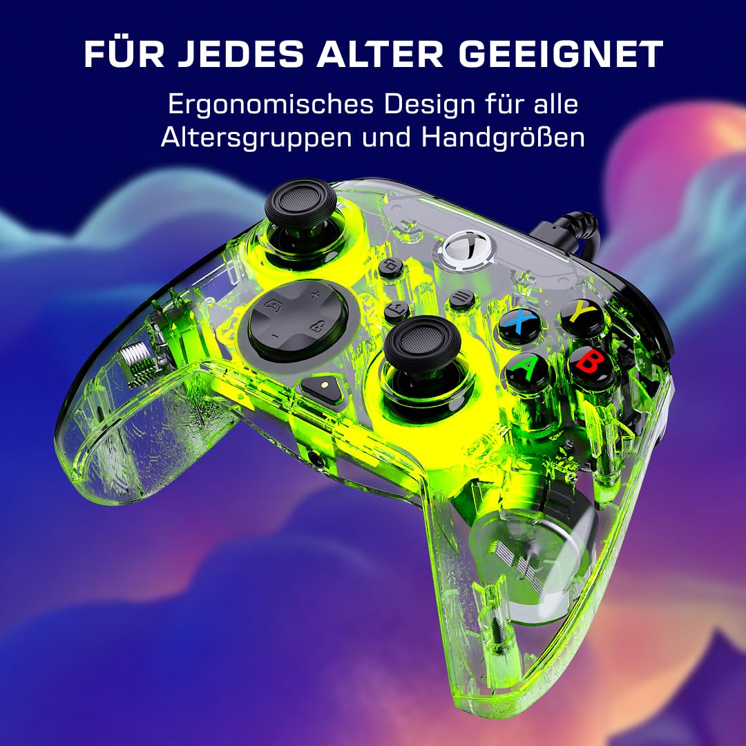 Turtle Beach Afterglow RGB-Controller mit Kabel, lizenziert für XBOX &amp; PC | Transparent, XBOX Series