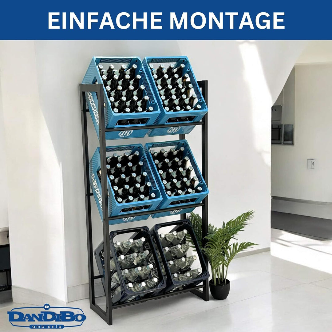 DanDiBo Getränkekistenregal 6 Kisten Schwarz Metall Stehend 96563 Getränkekistenhalter 71 cm Bierkis