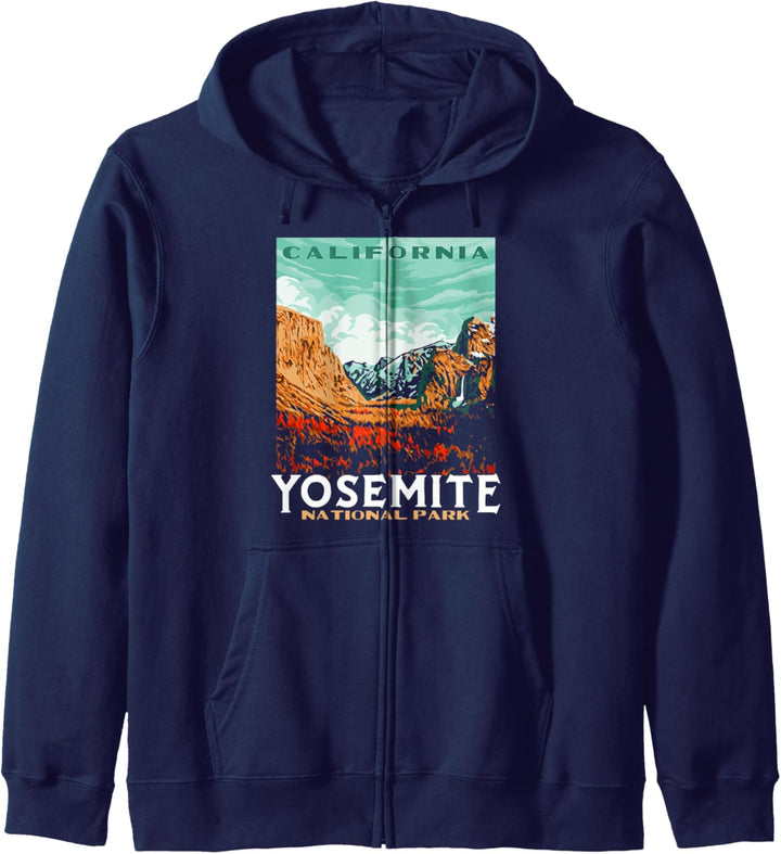Retro Yosemite National Park Valley WPA Style Vintage Kapuzenjacke