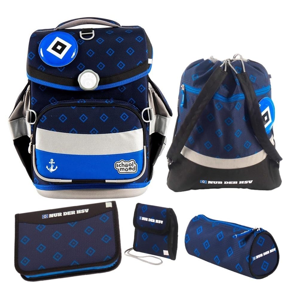 Familando - School Mood Timeless Air+ Schulranzen Set - 6-teilig mit Federmappe - HSV Fussball Verei