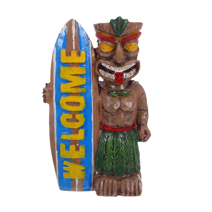 Cabilock Garten Hawaii Tiki Figur Welcome Gartendeko Willkommen Schild Tierfiguren Garten Dekofigur