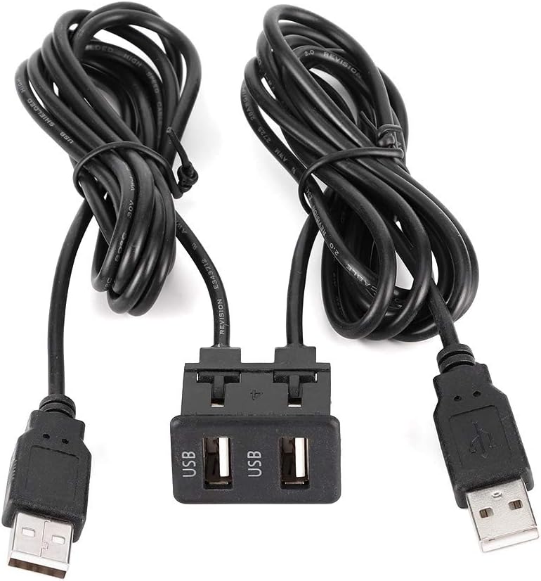 KIMISS Auto USB-Verlängerungskabel mit Dual-USB-Anschlüssen,1,5 M Dual-USB-Armaturenbrett-Kabeladapt