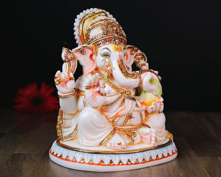 SHIVAJI ARTS Ganesha Statue, Marmor, Weiss, 19 cm, 1 Stück