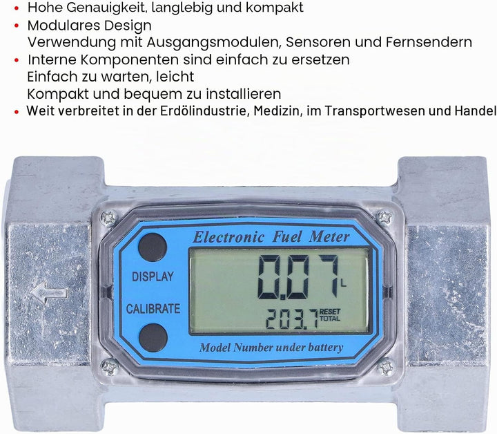 2-Zoll-Turbinen-Durchflussmesser, 35 Bis 200 l/Min. Elektronischer Digitaler Durchflussmesser für Kr