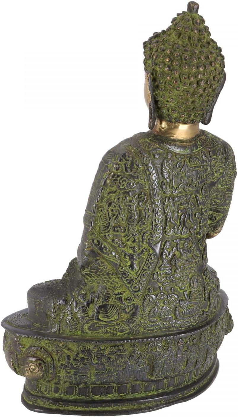 GURU SHOP Buddha Statue aus Messing Amoghasiddhi Buddha 32 cm - Modell 1, Grün, Buddhas, Modell 1