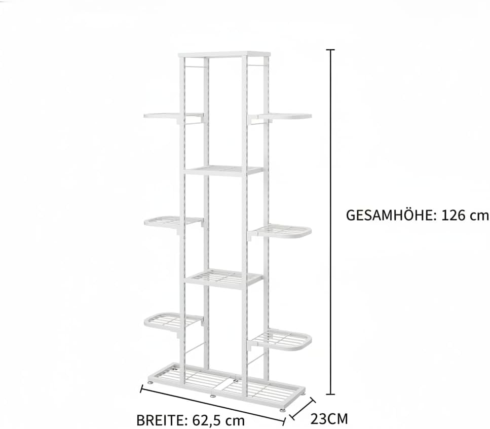 Garvee Pflanzenregal Metall Weiss, 7 Ebenen Blumentreppe Innen & Aussen, Mehrstöckiger Blumenständer