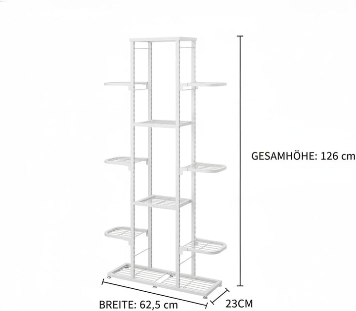 Garvee Pflanzenregal Metall Weiss, 7 Ebenen Blumentreppe Innen & Aussen, Mehrstöckiger Blumenständer