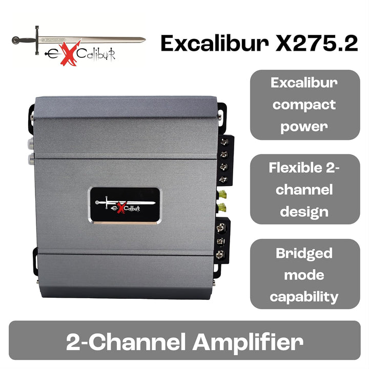 Excalibur X275.2 Auto Verstärker HiFi Stereo 2 Kanal 1300 Watt- Kfz Mini Verstärker Mit 2 x 650 Watt