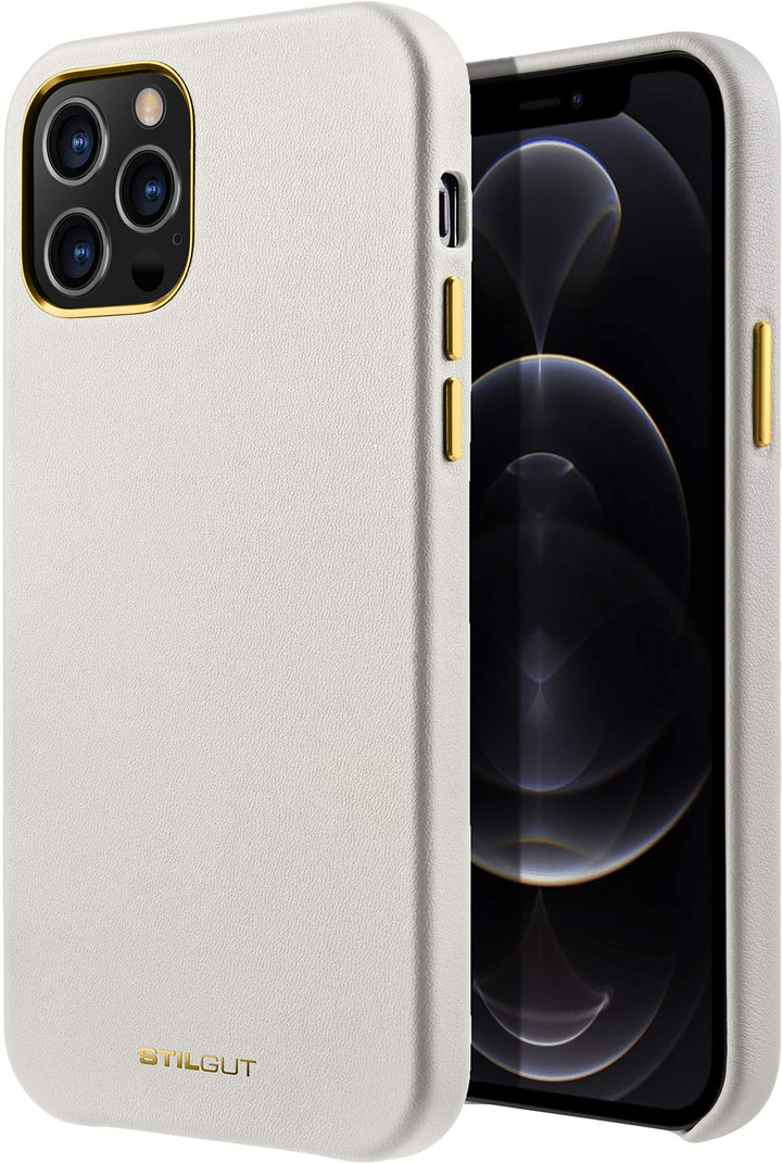 STILGUT Cover kompatibel mit iPhone 12 Pro Max Case aus Leder, Lederhülle, Hülle aus Leder, Ledercas