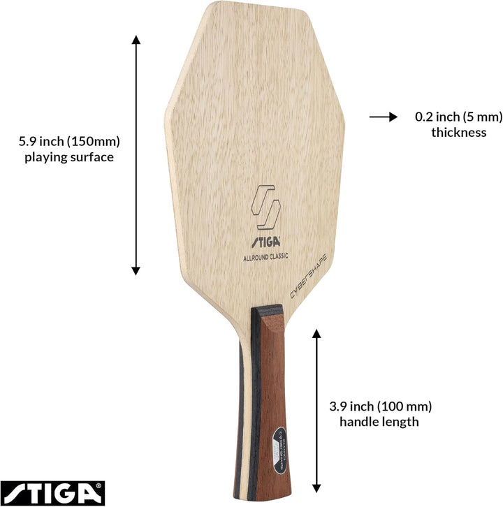 STIGA Allround Classic Cybershape - Offensives 5-Layer Tischtennisholz - Leichtgewichtig mit Präzisi