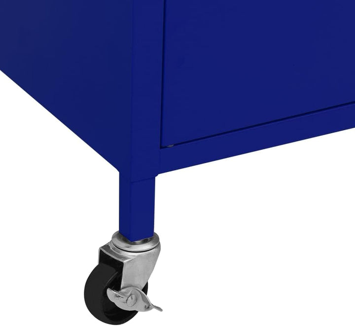 vidaXL Lagerschrank Marineblau 60x35x56cm Stahl Sideboard Schrank mit Rollen Büroschrank Metallschra