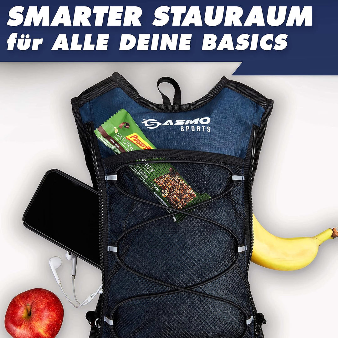 SASMO® Laufrucksack & Trailrunning Rucksack - Ultraleicht - 6L / 300g | isoliertes Thermofach | Lauf