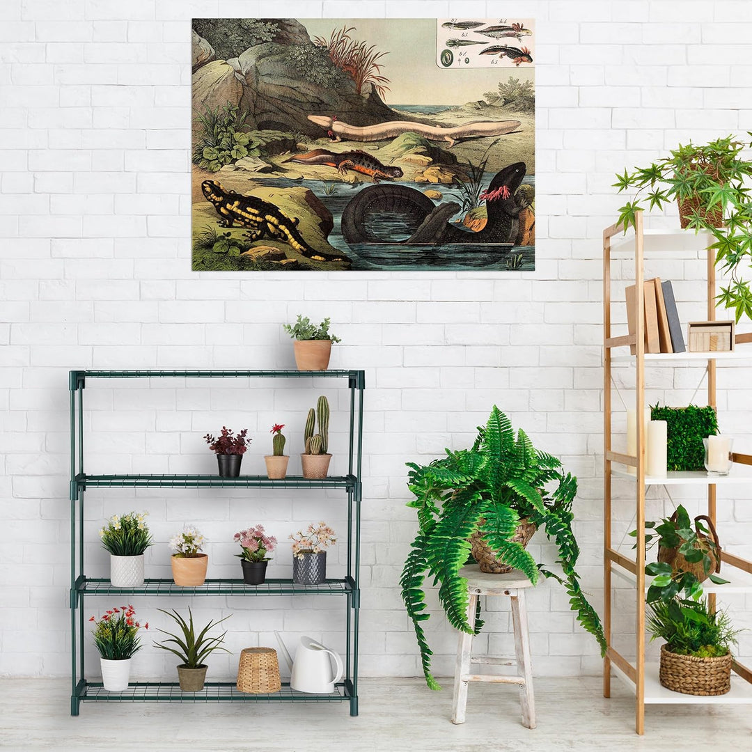 Relaxdays Pflanzenregal, 2er Set, 4 Ablagen, für Blumen- & Pflanzentöpfe, Metall & Kunststoff, HBT 1