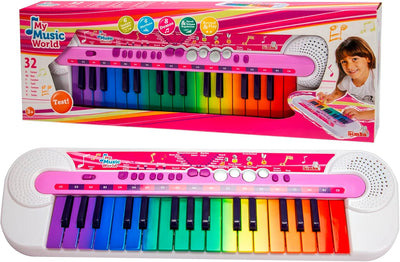 My Music World Girls Keyboard, 32 Tasten, 8 Demos, 6 Rhythmen, 45x13cm, Musikinstrument für Kinder,